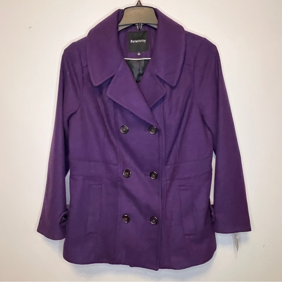 Relativity Women's Deep Purple Peacoat - Picture 1 of 15